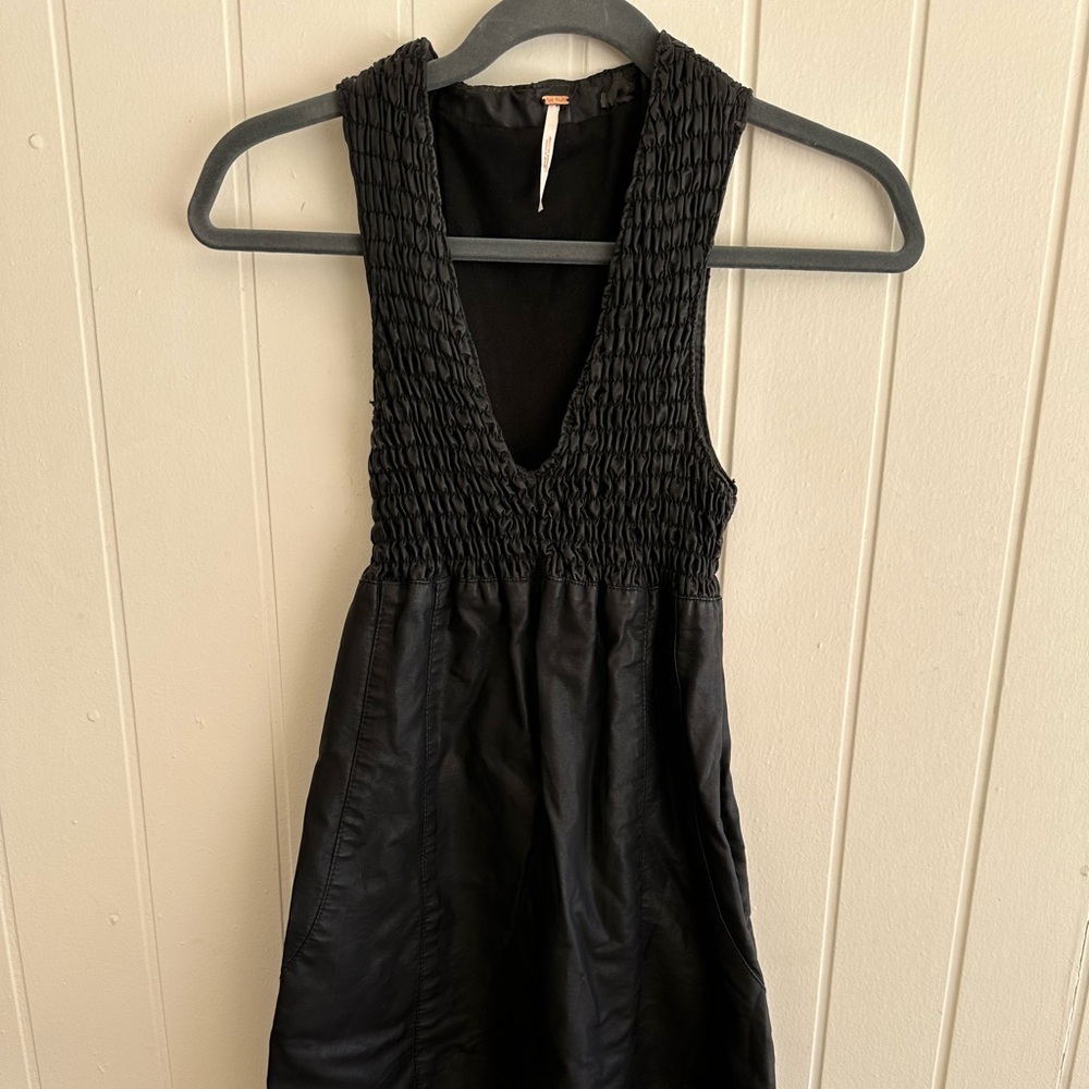 Free People faux leather sleeveless dress. Black. Size 4.
